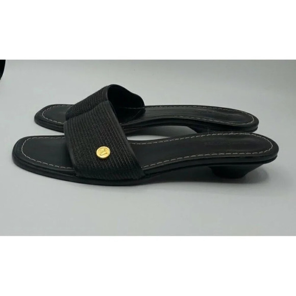 Eric Javits Womens Leather Woven Low Heel Sandals Slides Black Size 10 - Picture 4 of 11